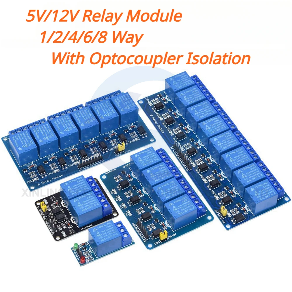 Relay Module 4 Channel - وحدة ريلاي 5/12 فولت بـ 1/2/4/6/8