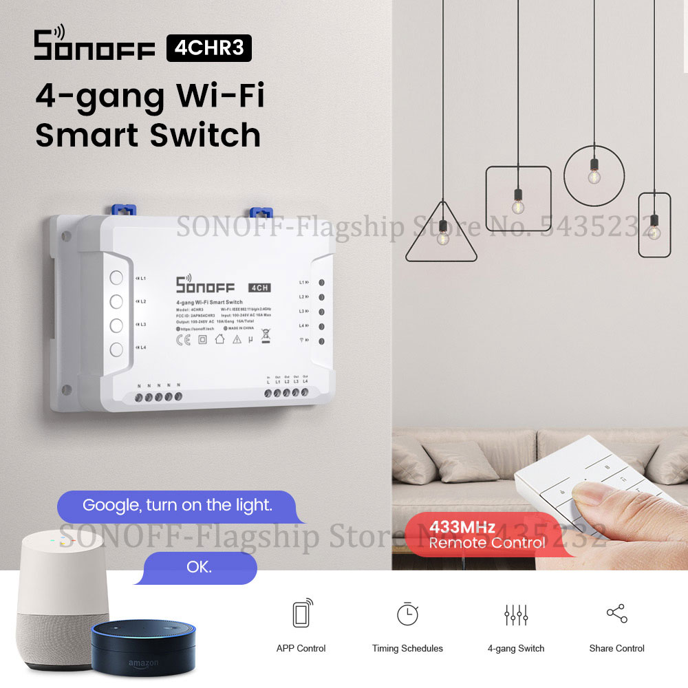 Itead SONOFF 4CH R3 Wifi اللاس - مراجعة Relay Module 4 Channel وسعره