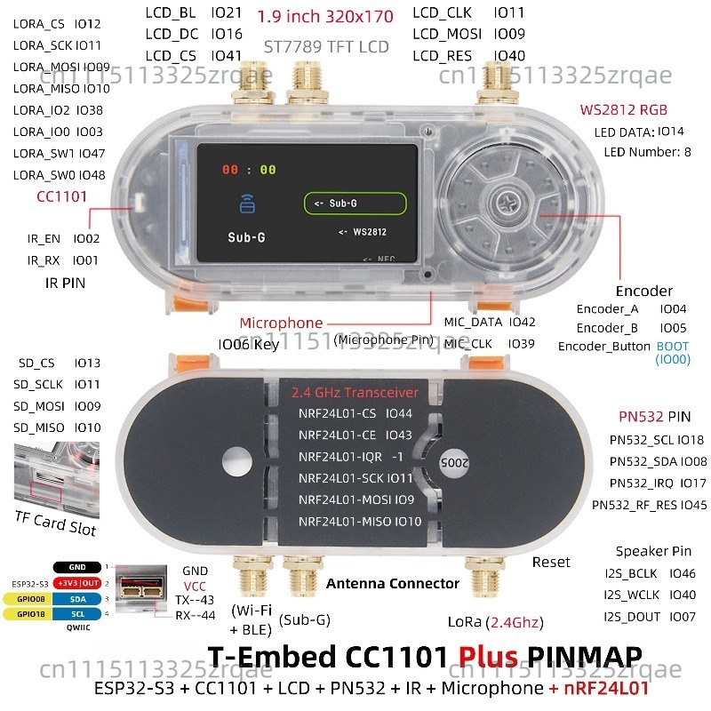 لوحة تطوير T-Embed CC1101 ESP3 - مراجعة Nrf24L01 وسعره